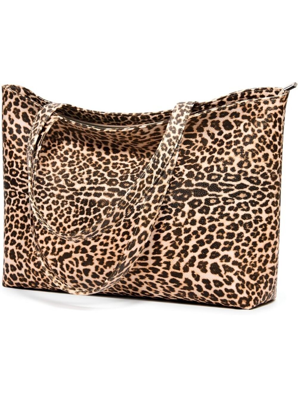Women's Leopard Faux Leather Zipper Pocket Imported Shoulder Bag Handbag